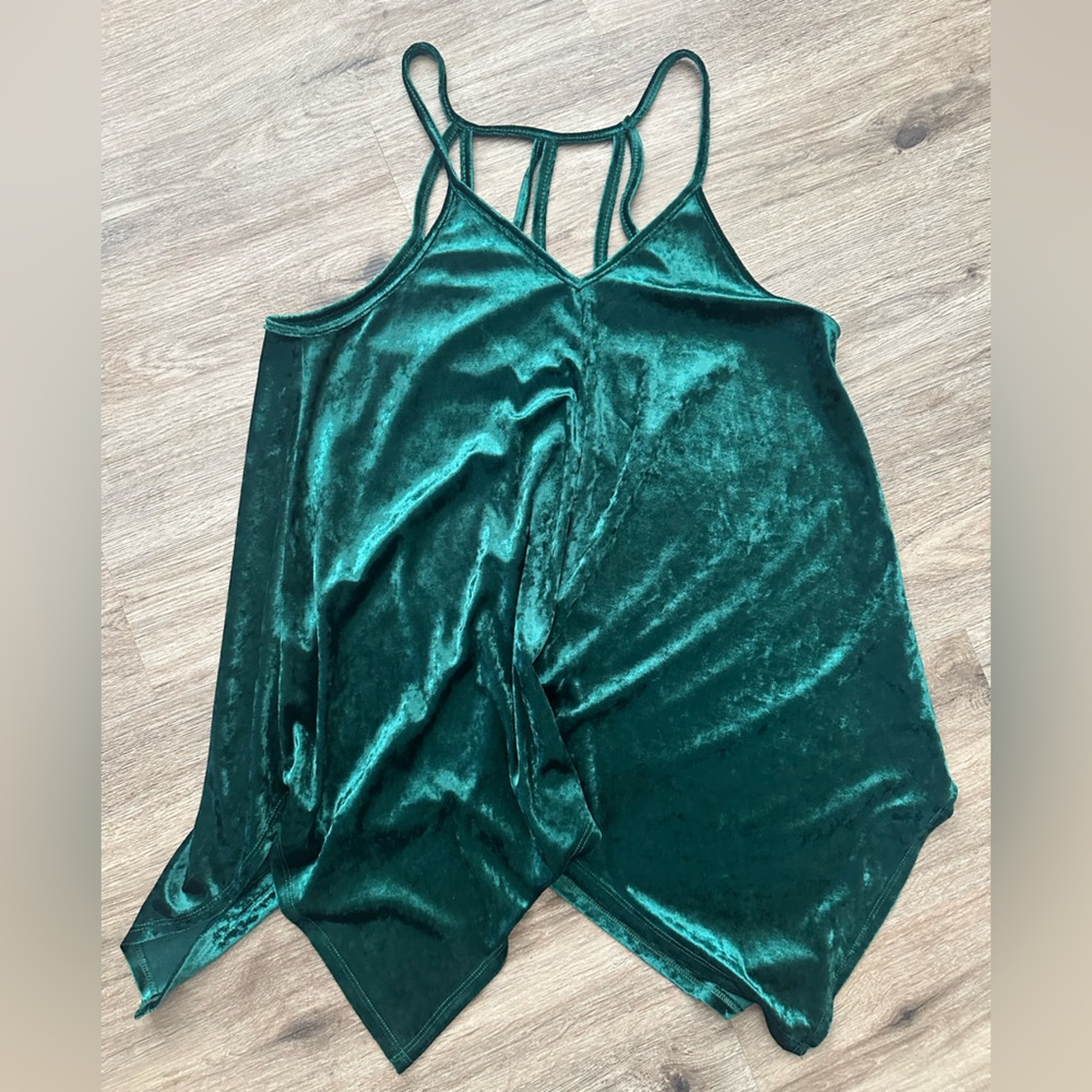 C Emerald Green Velvet Women's Top Size M Medium